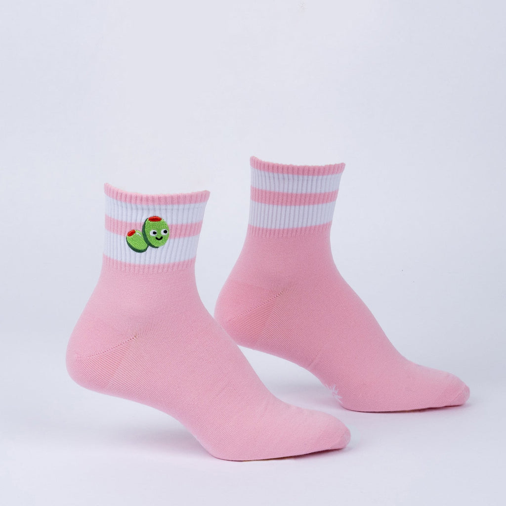 Olive You! Quarter Socks – Fresh Olive Print Low Rise Socks