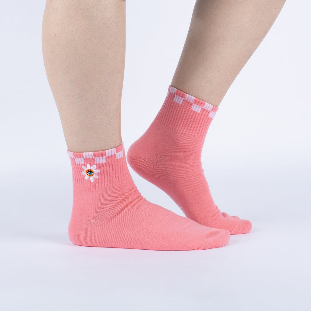 Eye Feel Seen quarter socks with vibrant floral pattern