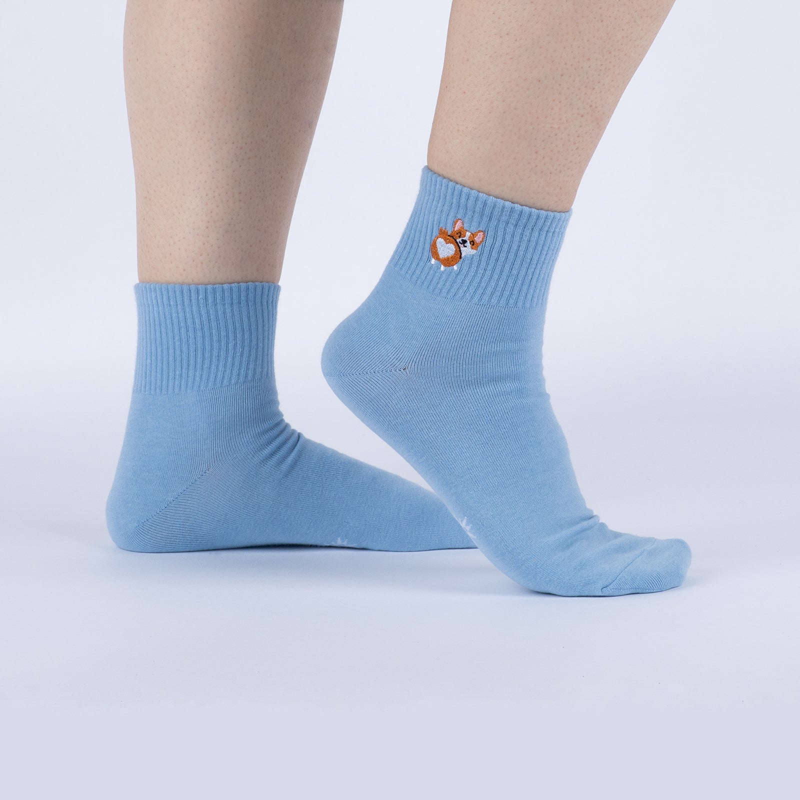 Corgi Love Quarter Socks with cute corgi design
