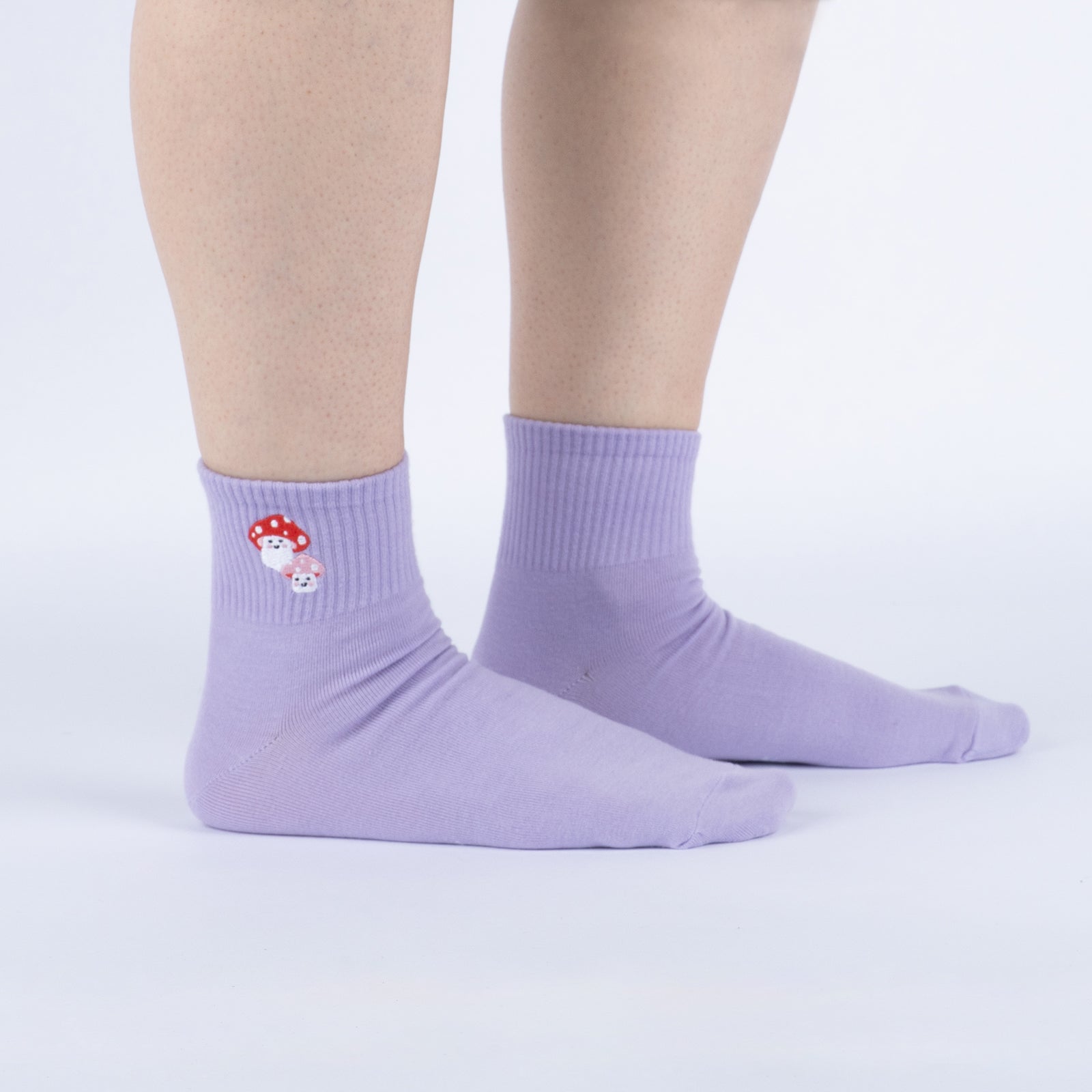 So Mush Shroom quarter socks with mushroom pattern