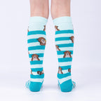 My Otter Foot knee high socks – model back view, unisex adults