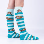 My Otter Foot Knee High Socks – Brown otter pattern, unisex adults