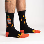 Fire Ribbed Crew Socks with hot sauce design for athletic wear
